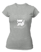T-Shirt Στενή Γραμμή - Cats And Books - Color Thumbnail Γκρι Μελανζέ