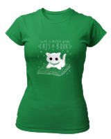 T-Shirt Στενή Γραμμή - Cats And Books - Color Thumbnail Πράσινο