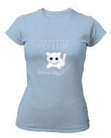 T-Shirt Στενή Γραμμή - Cats And Books - Color Thumbnail Γαλάζιο
