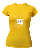 T-Shirt Στενή Γραμμή - Cats And Books - Color Thumbnail Χρυσό Κίτρινο