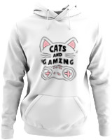 Φούτερ με κουκούλα - Cats And Gaming - Color Thumbnail ΄Ασπρο