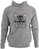 Φούτερ με κουκούλα - Cats And Gaming - Color Thumbnail Γκρι Μελανζέ
