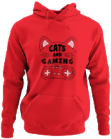 Φούτερ με κουκούλα - Cats And Gaming - Color Thumbnail Κόκκινο