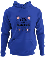 Φούτερ με κουκούλα - Cats And Gaming - Color Thumbnail Μπλε Ρουά