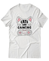 T-Shirt Αντρικό - Cats And Gaming - Color Thumbnail Άσπρο