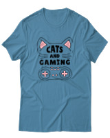 T-Shirt Αντρικό - Cats And Gaming - Color Thumbnail Τιρκουάζ