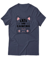 T-Shirt Αντρικό - Cats And Gaming - Color Thumbnail Μπλε Γκρι