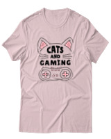 T-Shirt Αντρικό - Cats And Gaming - Color Thumbnail Απαλό Ροζ