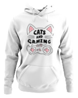Φούτερ με κουκούλα - Cats And Gaming - Color Thumbnail ΄Ασπρο