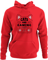 Φούτερ με κουκούλα - Cats And Gaming - Color Thumbnail Κόκκινο