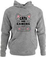 Φούτερ με κουκούλα - Cats And Gaming - Color Thumbnail Γκρι Μελανζέ