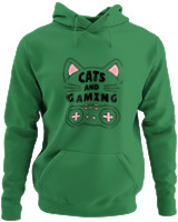Φούτερ με κουκούλα - Cats And Gaming - Color Thumbnail Kelly Green
