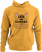 Φούτερ με κουκούλα - Cats And Gaming - Color Thumbnail Κίτρινο Χρυσό