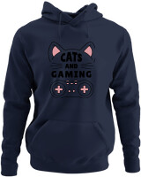 Φούτερ με κουκούλα - Cats And Gaming - Color Thumbnail Navy Blue
