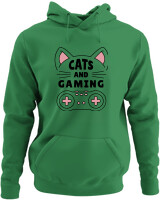 Φούτερ με κουκούλα - Cats And Gaming - Color Thumbnail Kelly Green