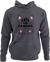 Φούτερ με κουκούλα - Cats And Gaming - Color Thumbnail Ανθρακί
