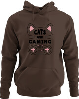 Φούτερ με κουκούλα - Cats And Gaming - Color Thumbnail Καφέ