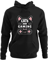 Φούτερ με κουκούλα - Cats And Gaming - Color Thumbnail Μαύρο