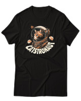 T-Shirt Αντρικό - Cats Astronaut - Color Thumbnail Μαύρο