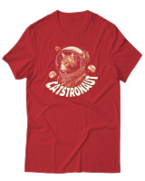 T-Shirt Αντρικό - Cats Astronaut - Color Thumbnail Κόκκινο