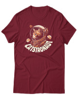 T-Shirt Αντρικό - Cats Astronaut - Color Thumbnail Σκούρο Κόκκινο