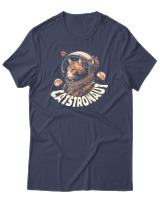 T-Shirt Αντρικό - Cats Astronaut - Color Thumbnail Μπλε Γκρι