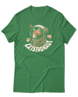 T-Shirt Αντρικό - Cats Astronaut - Color Thumbnail Πράσινο