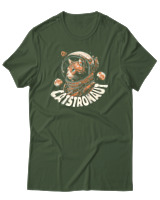 T-Shirt Αντρικό - Cats Astronaut - Color Thumbnail Κυπαρισσί