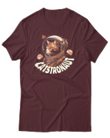T-Shirt Αντρικό - Cats Astronaut - Color Thumbnail Μπορντό