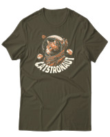 T-Shirt Αντρικό - Cats Astronaut - Color Thumbnail Χακί