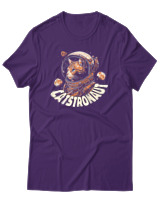 T-Shirt Αντρικό - Cats Astronaut - Color Thumbnail Σκούρο Μωβ