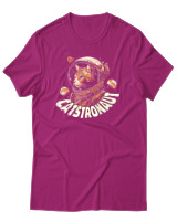 T-Shirt Αντρικό - Cats Astronaut - Color Thumbnail Φουξια