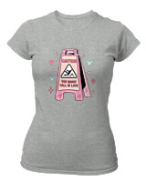 T-Shirt Στενή Γραμμή Γυναικείο - Caution Love - Color Thumbnail Γκρι Μελανζέ