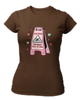 T-Shirt Στενή Γραμμή Γυναικείο - Caution Love - Color Thumbnail Καφέ
