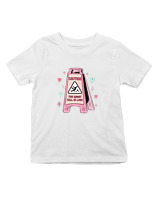 T-Shirt  Παιδικό - Caution Love - Color Thumbnail 'Ασπρο