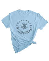 T-Shirt Woman Fashion Γυναικείο - Celebrate The Little Things - Color Thumbnail SKY BLUE