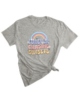 T-Shirt Woman Fashion Γυναικείο - Chasing Sunsets - Color Thumbnail GREY MELANZE
