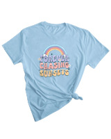 T-Shirt Woman Fashion Γυναικείο - Chasing Sunsets - Color Thumbnail SKY BLUE