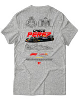 T-Shirt Unisex - Checo Perez F1 - Color Thumbnail Γκρι Μελανζέ