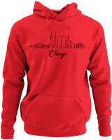 Φούτερ με κουκούλα - Chicago City - Color Thumbnail Κόκκινο