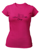 T-Shirt Στενή Γραμμή - Chicago City - Color Thumbnail Φουξια