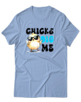 T-Shirt Αντρικό - Chicks Dig Me - Color Thumbnail Γαλάζιο