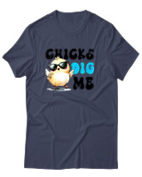 T-Shirt Αντρικό - Chicks Dig Me - Color Thumbnail Μπλε Γκρι