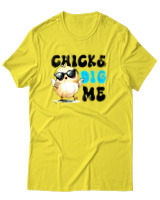 T-Shirt Αντρικό - Chicks Dig Me - Color Thumbnail Κίτρινο
