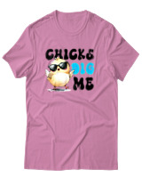 T-Shirt Αντρικό - Chicks Dig Me - Color Thumbnail Ροζ