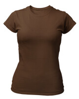 T-Shirt Στενή Γραμμή - Χωρίς τύπωμα - Color Thumbnail Καφέ