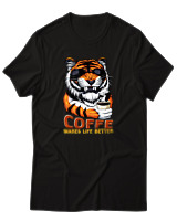 T-Shirt Αντρικό - Coffe Makes Life Better - Color Thumbnail Μαύρο