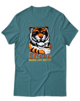 T-Shirt Αντρικό - Coffe Makes Life Better - Color Thumbnail Μπλε Πράσινο