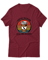 T-Shirt Αντρικό - Coffee Because Adulting Is Hard - Color Thumbnail Σκούρο Κόκκινο