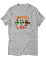 T-Shirt Αντρικό - Coffee Because It's Early For Wine - Color Thumbnail Γκρι Μελανζέ